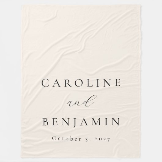 Elegante Minimalistische Hochzeit der Creme Callig Fleecedecke (Vorderseite)