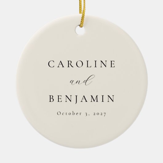 Elegante Minimalistische Hochzeit der Creme Callig Keramik Ornament (Vorne)