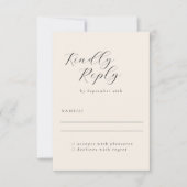 Elegante Minimalistische Hochzeit der Creme Callig RSVP Karte (Vorderseite)