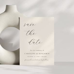 Elegante Minimalistische Hochzeit der Creme Callig Save The Date