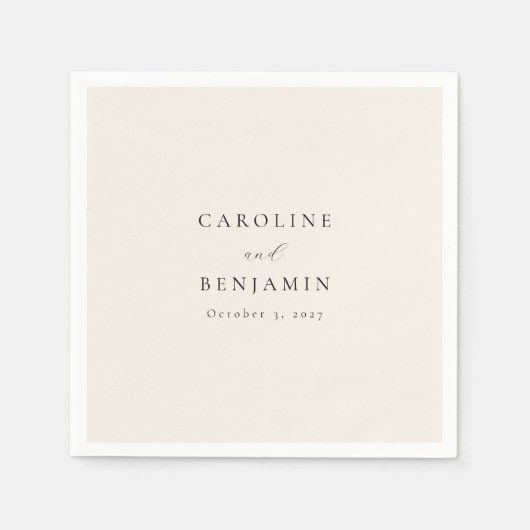 Elegante Minimalistische Hochzeit der Creme Callig Serviette (Vorderseite)