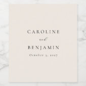 Elegante Minimalistische Hochzeit der Creme Callig Weinetikett (Einzelnes Label)