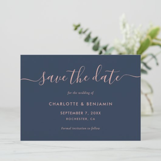 Elegante Minimalistische Hochzeit der Seestreitkrä Save The Date (Stehend Vorderseite)