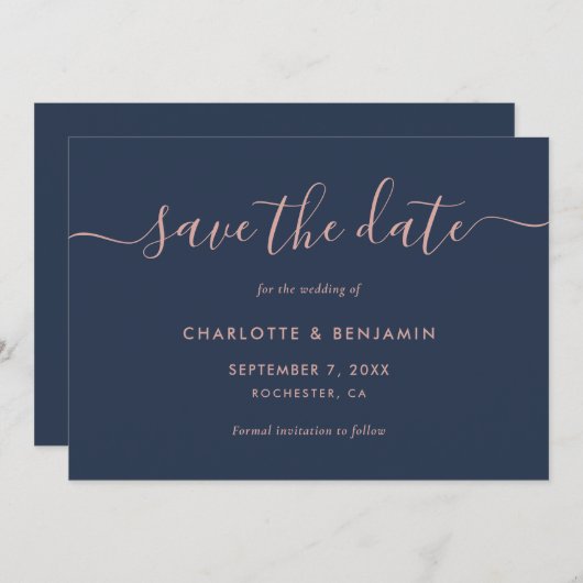 Elegante Minimalistische Hochzeit der Seestreitkrä Save The Date (Vorne/Hinten)