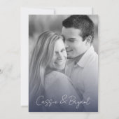 Elegante Minimalistische Hochzeit des Blue Modern  Einladung (Rückseite)