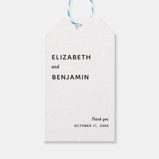 Elegante Minimalistische Hochzeit Einfache Typogra Geschenkanhänger (Vorderseite)