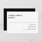 Elegante Minimalistische Hochzeit Einfache Typogra RSVP Karte (Vorne/Hinten)