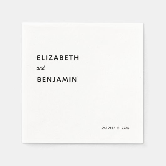 Elegante Minimalistische Hochzeit Einfache Typogra Serviette (Vorderseite)