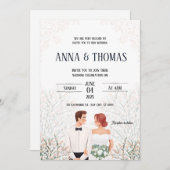 Elegante Minimalistische Hochzeit Einladung (Vorne/Hinten)