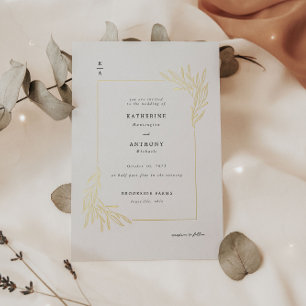Elegante minimalistische Hochzeit  Folieneinladung