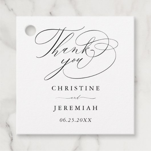 Elegante Minimalistische Hochzeit Geschenkanhänger (Vorderseite)