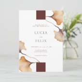 Elegante Minimalistische Hochzeit im Herbst Einladung (Stehend Vorderseite)