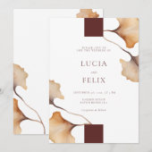 Elegante Minimalistische Hochzeit im Herbst Einladung (Vorne/Hinten)