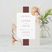 Elegante Minimalistische Hochzeit im Herbst Einladung (Stehend Vorderseite)