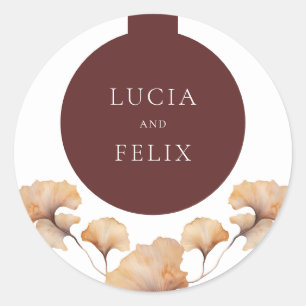 Elegante Minimalistische Hochzeit im Herbst Runder Aufkleber