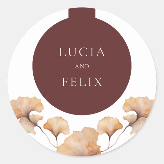 Elegante Minimalistische Hochzeit im Herbst Runder Aufkleber (Vorderseite)
