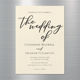 Elegante Minimalistische Hochzeit in Elfenbein Magneteinladung