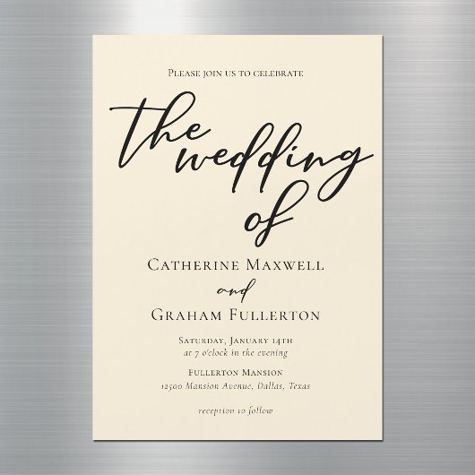 Elegante Minimalistische Hochzeit in Elfenbein Magneteinladung