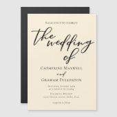 Elegante Minimalistische Hochzeit in Elfenbein Magneteinladung (Vorne/Hinten)