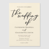 Elegante Minimalistische Hochzeit in Elfenbein Magneteinladung (Vorderseite)