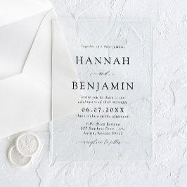 Elegante Minimalistische Hochzeit in Schwarz und W Acryleinladungen