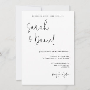 Elegante Minimalistische Hochzeit in Schwarz und W Einladung
