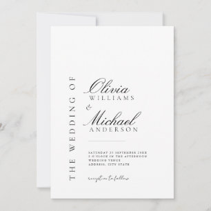 Elegante Minimalistische Hochzeit in Schwarz und W Einladung