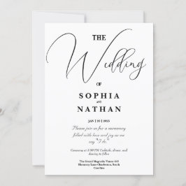 Elegante Minimalistische Hochzeit in Schwarz und W Einladung