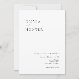 Elegante Minimalistische Hochzeit in Schwarz und W Einladung