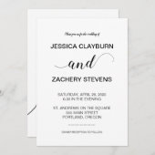 Elegante Minimalistische Hochzeit in Schwarz und W Einladung (Vorne/Hinten)