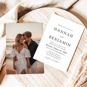 Elegante Minimalistische Hochzeit in Schwarz und W Einladung