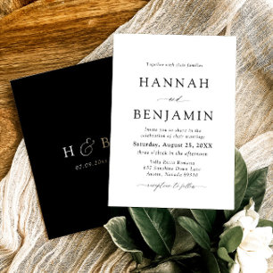 Elegante Minimalistische Hochzeit in Schwarz und W Einladung