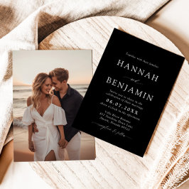 Elegante Minimalistische Hochzeit in Schwarz und W Einladung