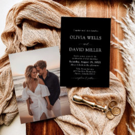 Elegante Minimalistische Hochzeit in Schwarz und W Einladung