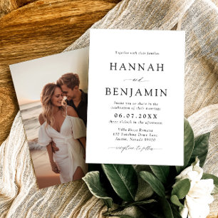 Elegante Minimalistische Hochzeit in Schwarz und W Einladung