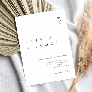 Elegante Minimalistische Hochzeit in Schwarz und W Einladung