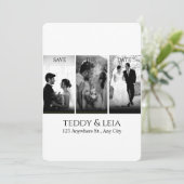 Elegante Minimalistische Hochzeit in Schwarz und W Einladung (Stehend Vorderseite)