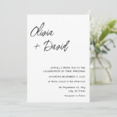 Elegante Minimalistische Hochzeit in Schwarz und W Einladung (Stehend Vorderseite)