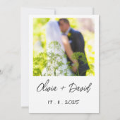 Elegante Minimalistische Hochzeit in Schwarz und W Einladung (Rückseite)