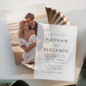 Elegante Minimalistische Hochzeit in Schwarz und W Pergament Einladungen