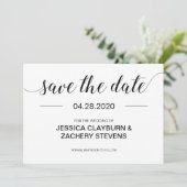 Elegante Minimalistische Hochzeit in Schwarz und W Save The Date (Stehend Vorderseite)