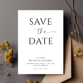Elegante Minimalistische Hochzeit in Schwarz und W Save The Date