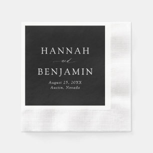 Elegante Minimalistische Hochzeit in Schwarz und W Serviette