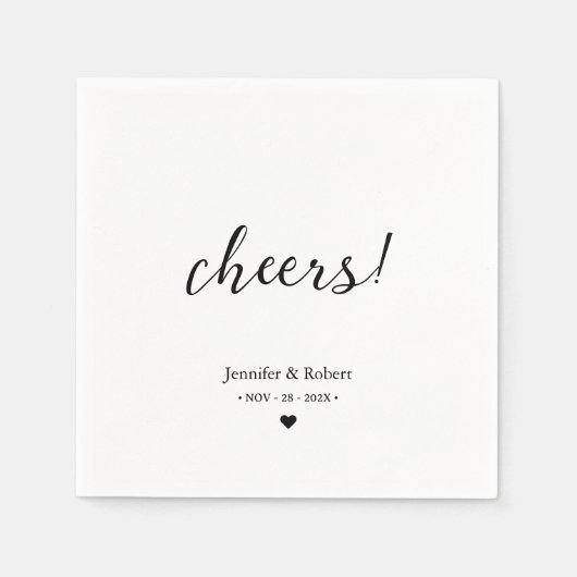 Elegante Minimalistische Hochzeit in Schwarz und W Serviette (Vorderseite)