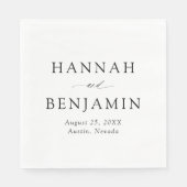 Elegante Minimalistische Hochzeit in Schwarz und W Serviette (Vorderseite)