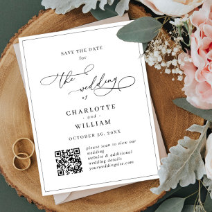 Elegante minimalistische Hochzeit Merken Sie sich Postkarte