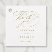 Elegante Minimalistische Hochzeit mit White-Script Geschenkanhänger (Vorderseite)