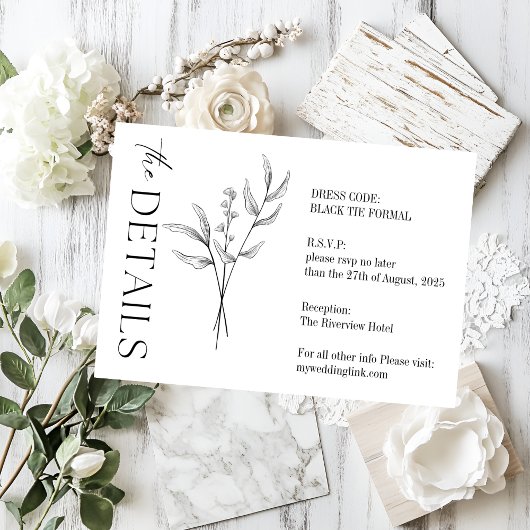 Elegante Minimalistische Hochzeit| Modern & stilvo Begleitkarte