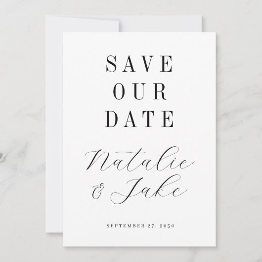 Elegante Minimalistische Hochzeit ohne Foto Save The Date (Vorderseite)
