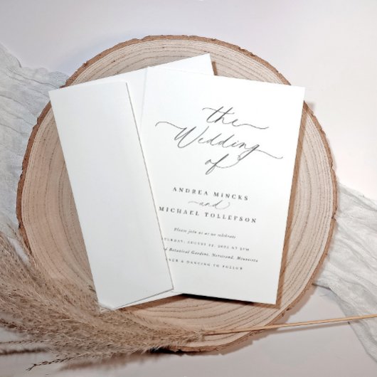 Elegante, Minimalistische Hochzeit ohne Zeitaufwan Einladung